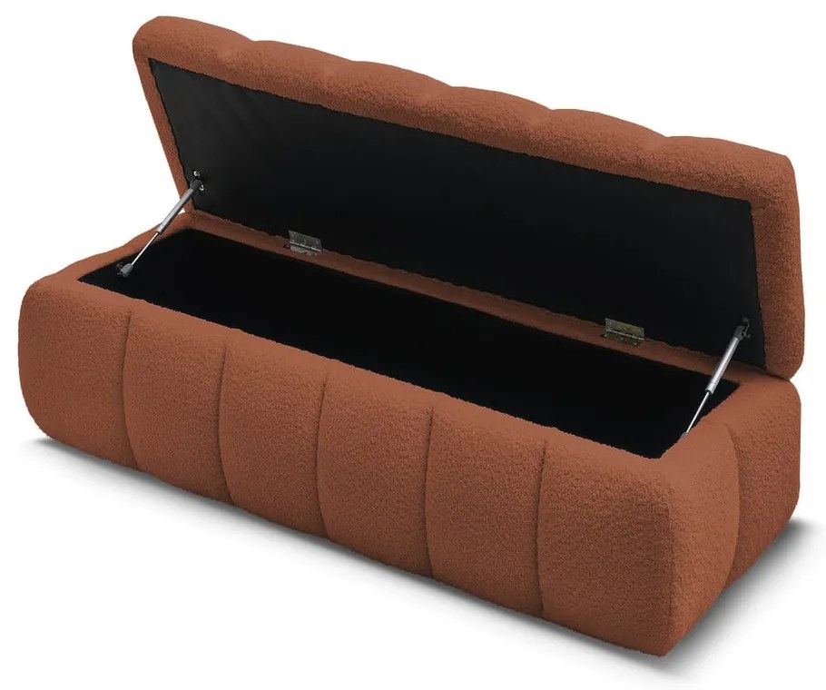Ceglasta ławka z materiału bouclé Mont Blanc – Bobochic Paris