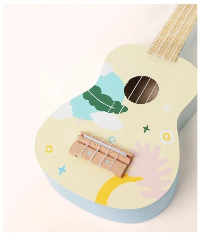 Classic world drewniane ukulele gitara dla dzieci niebieskie