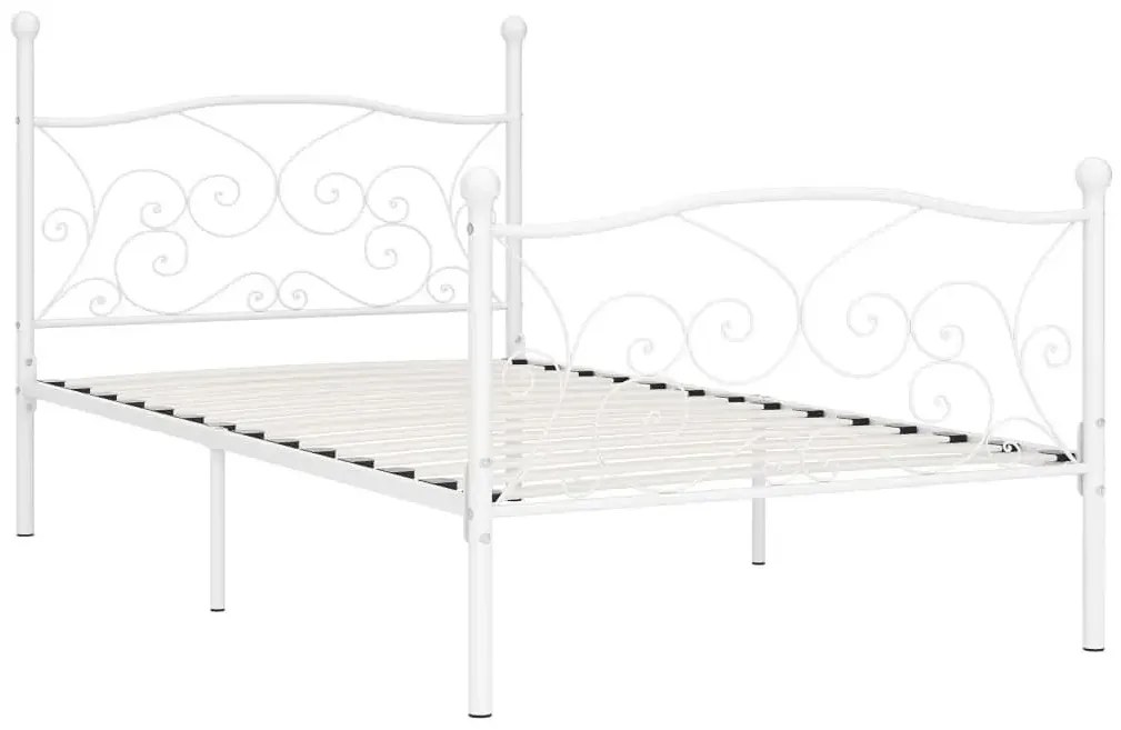 Białe metalowe łóżko z zagłówkiem 100x200 cm E9-E96