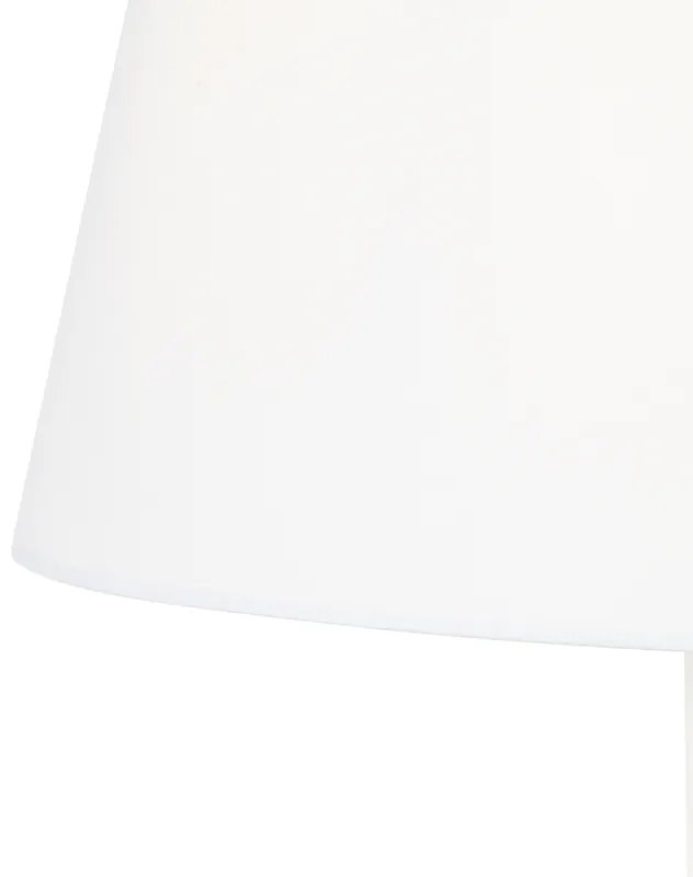 Klasyczna lampa stojąca stalowa z białym regulowanym kloszem - Ladas klasyczny/Antyczny Oswietlenie wewnetrzne