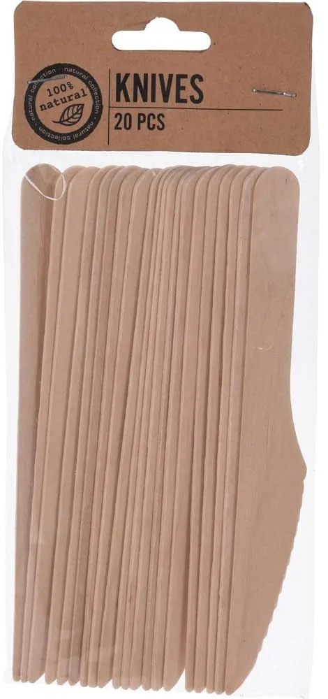 Jednorazowe noże drewniane, 20 sztuk w komplecie