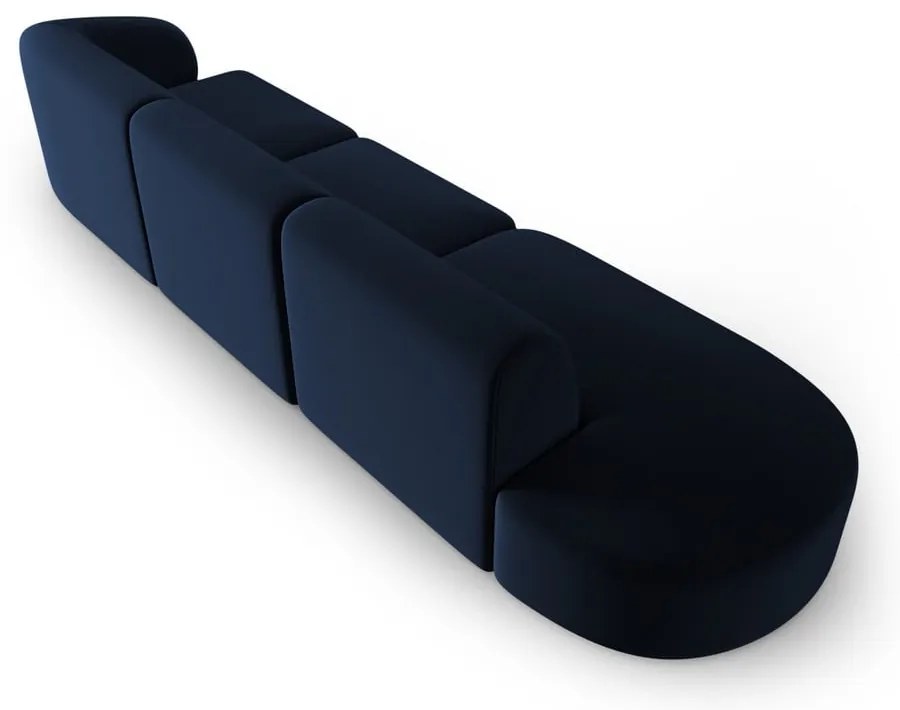 Niebieska aksamitna sofa prawostronna 311 cm Paolo – Milo Casa