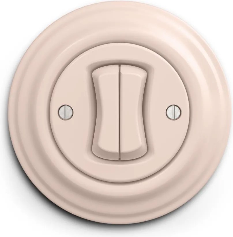 Kliklap - Retro włącznik szeregowy z ramką nr 5 staroróżowy