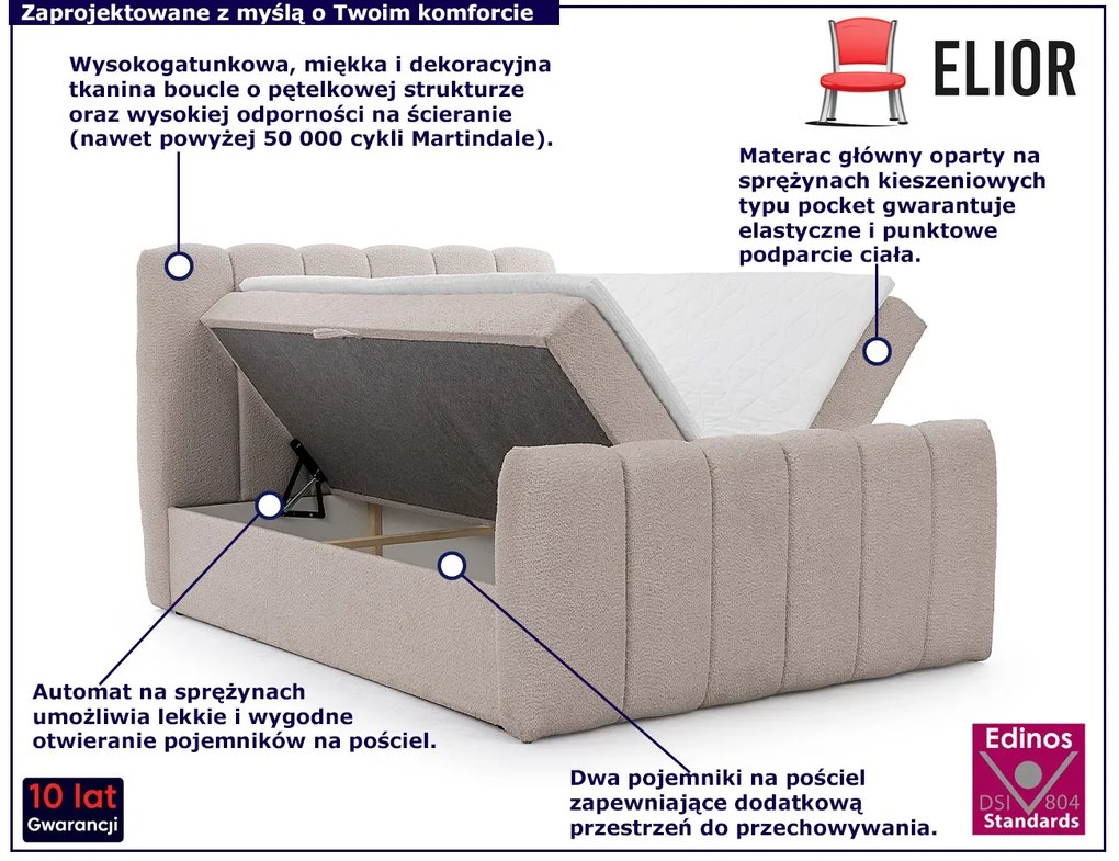 Szarobeżowe nowoczesne łózko kontynentalne C0-L55