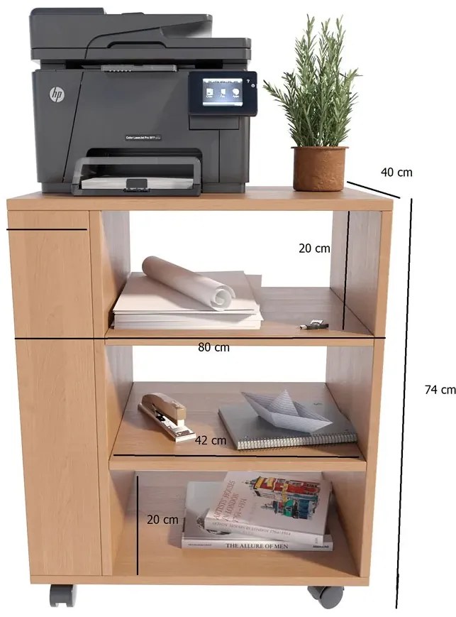 Szafka na drukarkę na kółkach olcha W1-W82