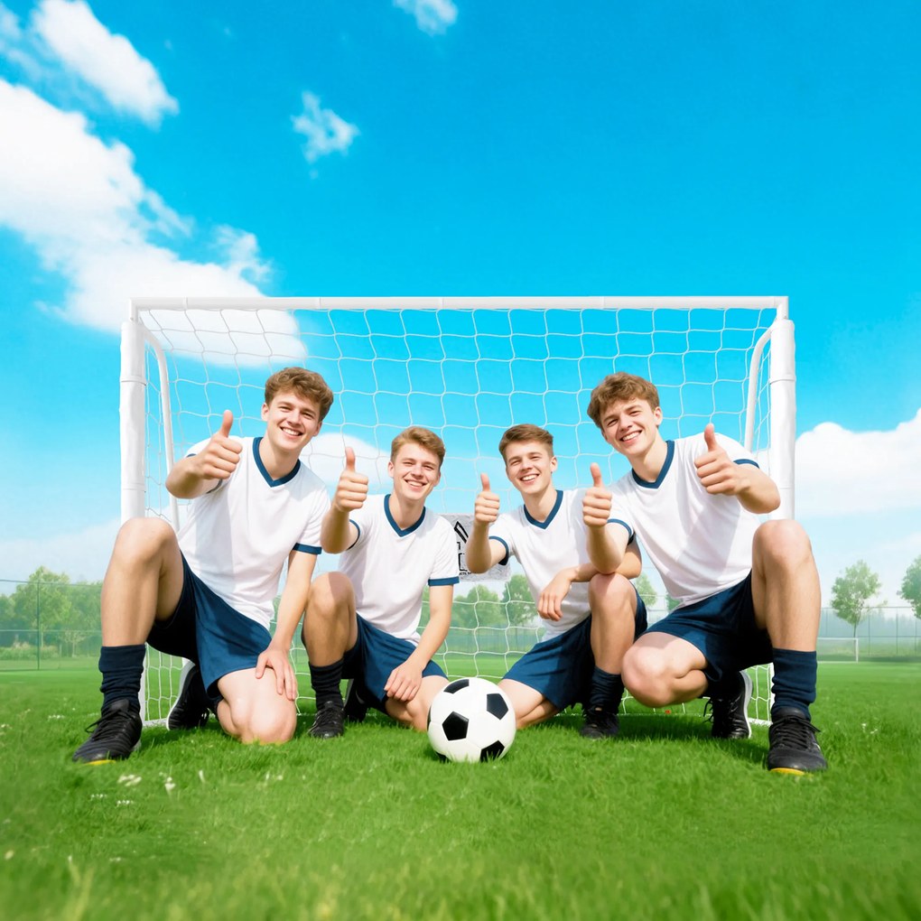 HOMCOM Bramka piłkarska dla dzieci, oznaczenie celu, amortyzujące tuleje, ogród, 186x123cm, biały