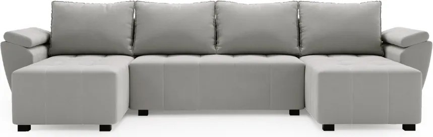 Rozkładana sofa narożna w kształcie U LIVARO 305x140 cm, jasnoszara