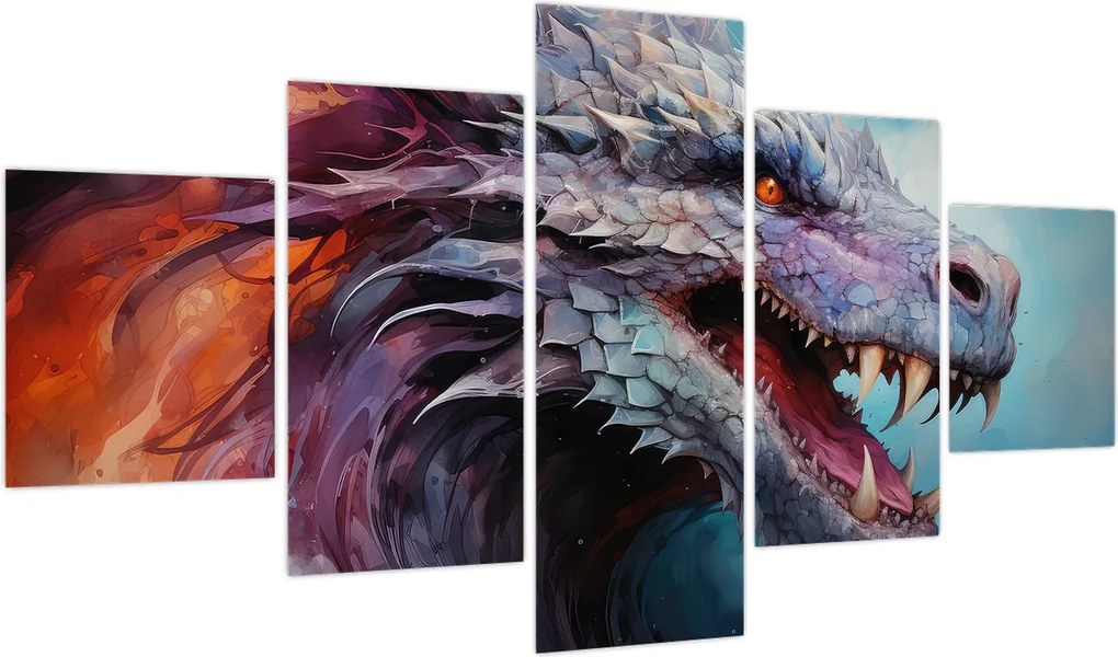 Obraz - Ilustracja przedstawiająca smoka (125x70 cm)