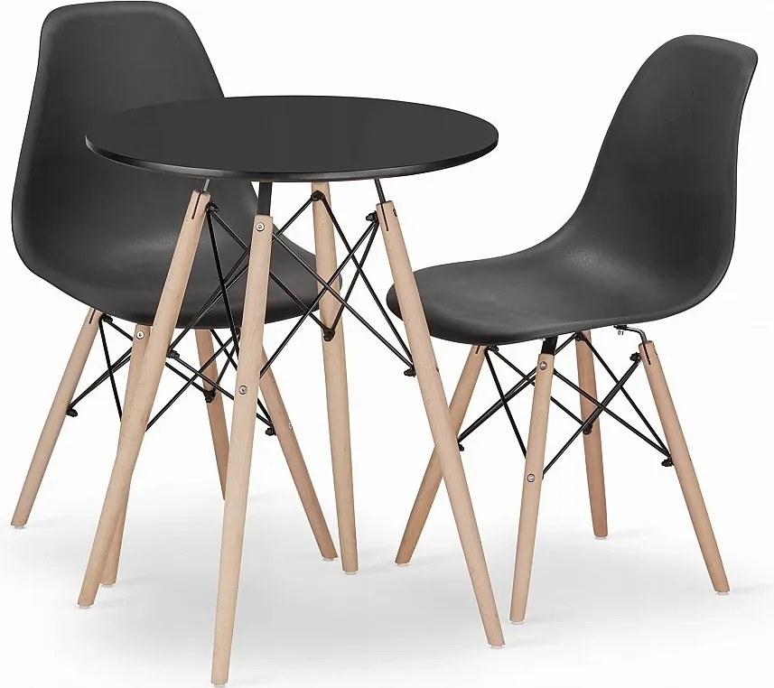 Valora KOVA 60 Zestaw okrągłych stołów z czarnego drewna bukowego x2