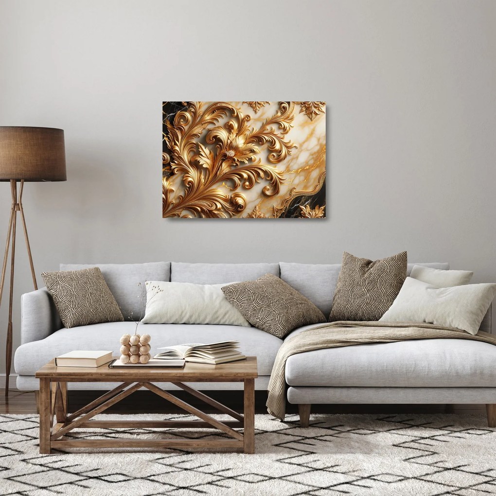 Obraz na szkle - Marmur ze złotem (70x50 cm)