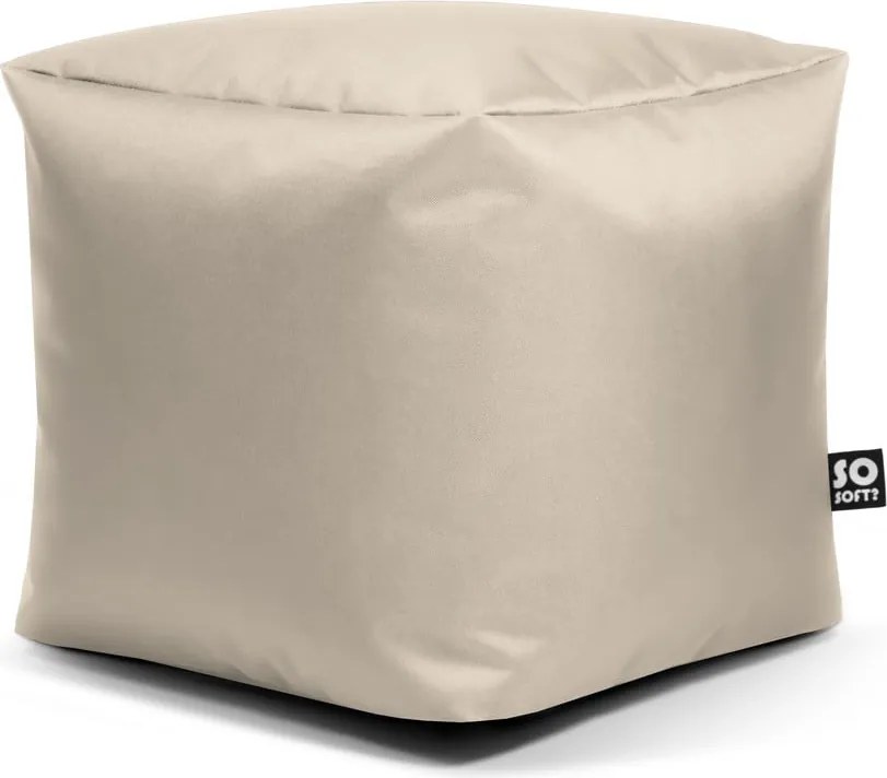 Beżowy dziecięcy worek do siedzenia z imitacji skóry Cube M – So Soft?