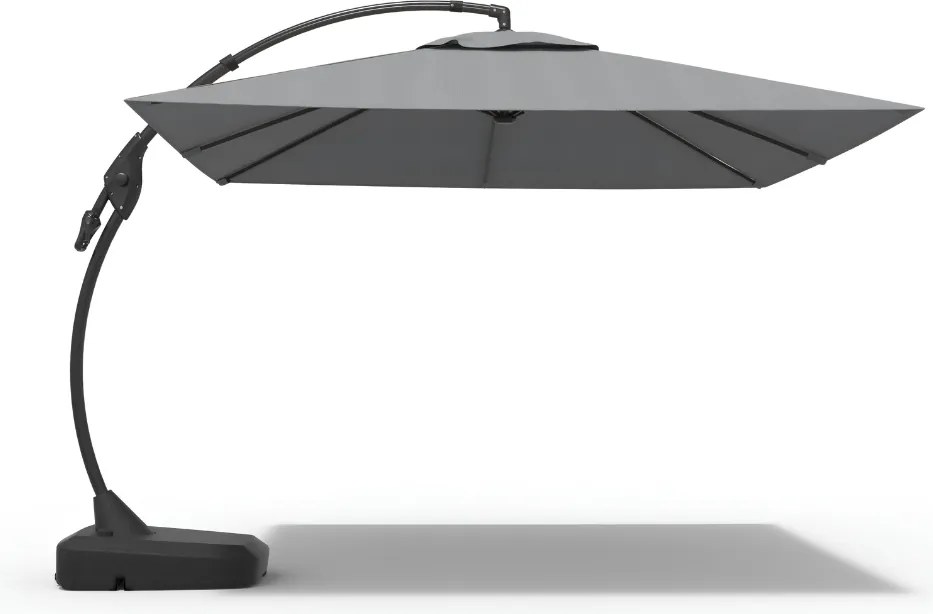 PARASOL OGRODOWY SOLANO 3×4 M SZARY Z BOCZNĄ NOGĄ