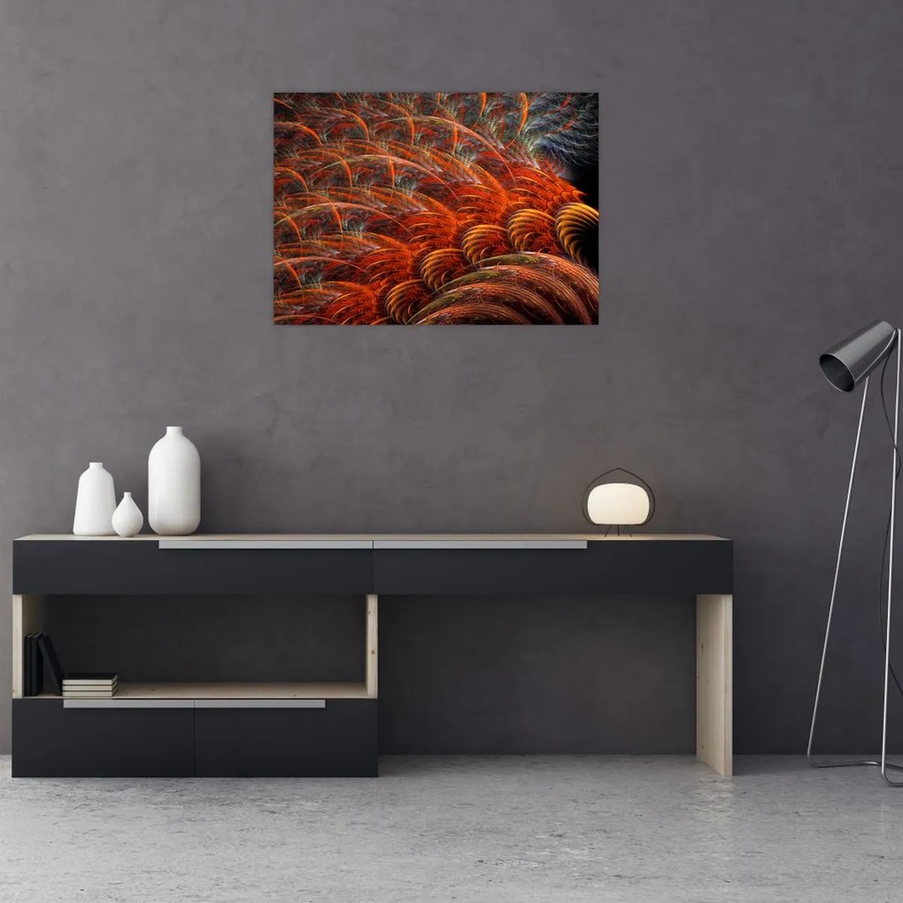 Obraz na szkle - Abstrakcyjna imitacja piór (70x50 cm)