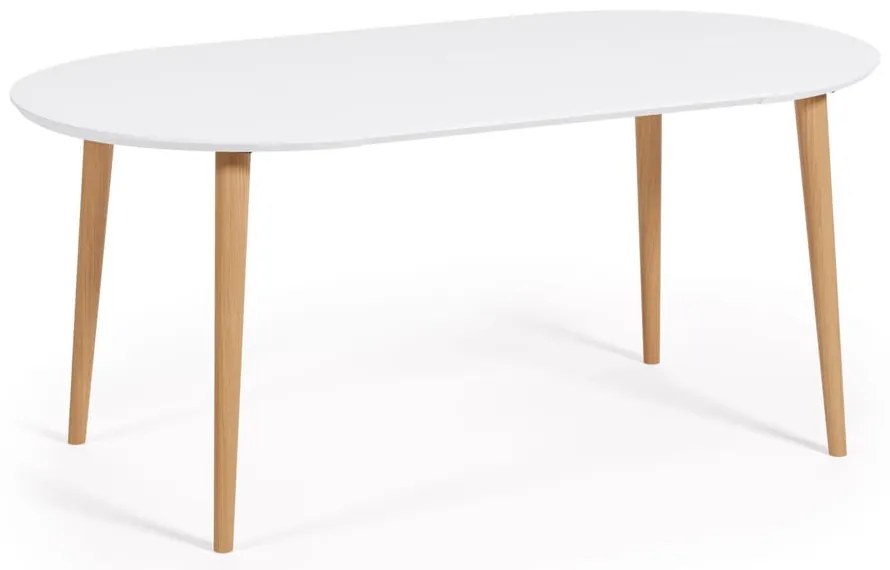 Biały okrągły rozkładany stół z białym blatem ø 90 cm Oqui – Kave Home