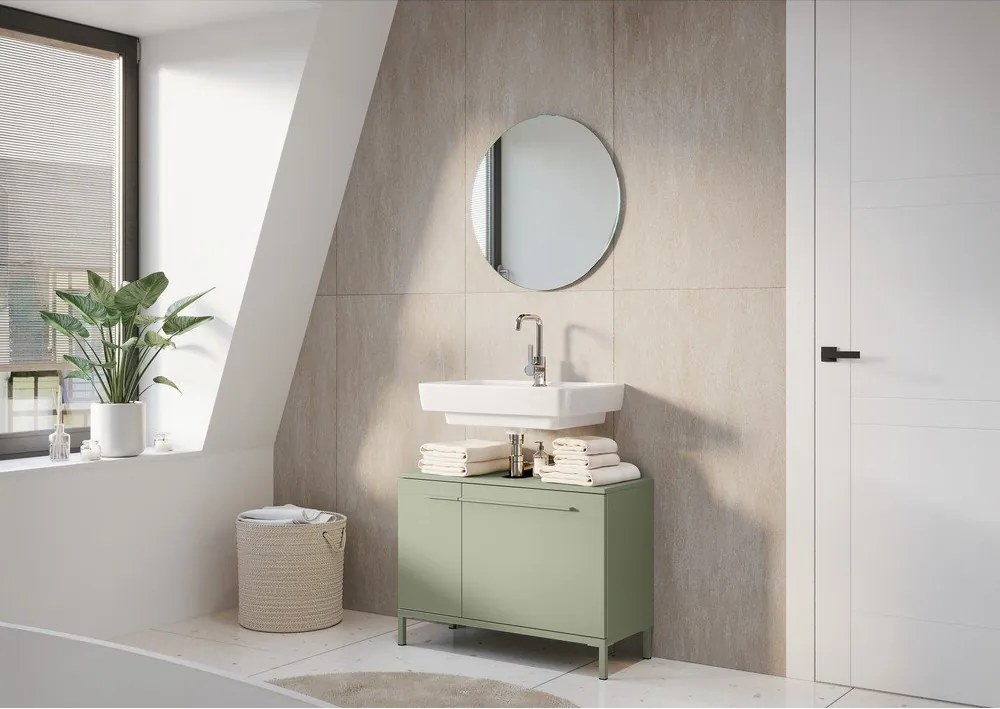 Zielona szafka pod umywalkę z matowym wykończeniem 80x59 cm Laurino – Germania