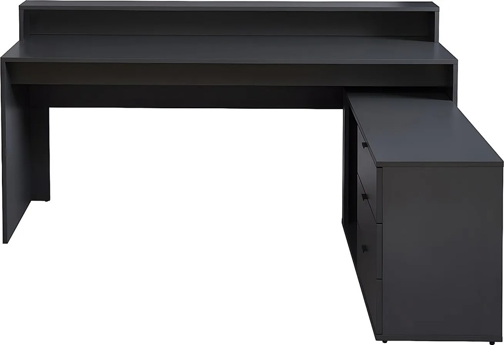 Narożne biurko gamingowe NEHA - Schowki i diody LED - MDF - Kolor szary