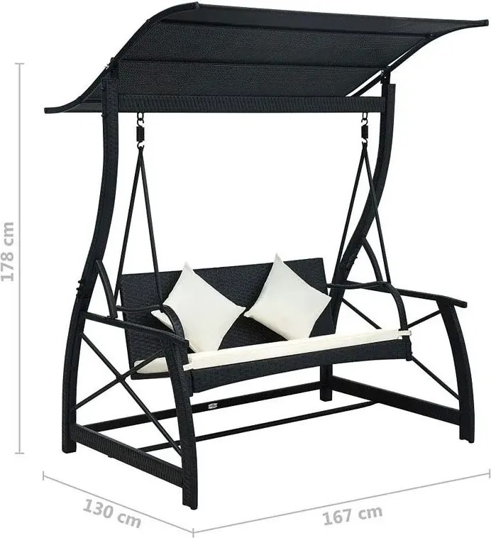 Nowoczesna huśtawka ogrodowa Senea - czarna