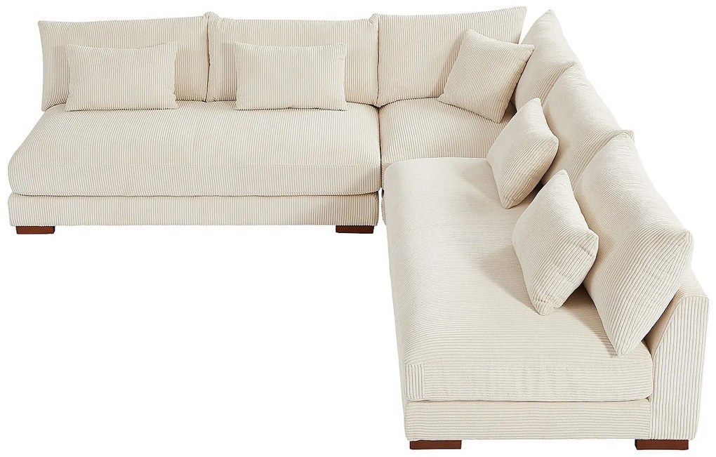 Kanapa narożna dwustronna z beżowego sztruksu - SPERONE marki Pascal Morabito