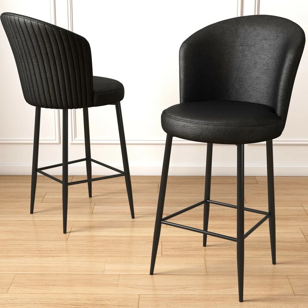 Zestaw krzeseł barowych Uras Black and Black, 4 szt., 4 szt.