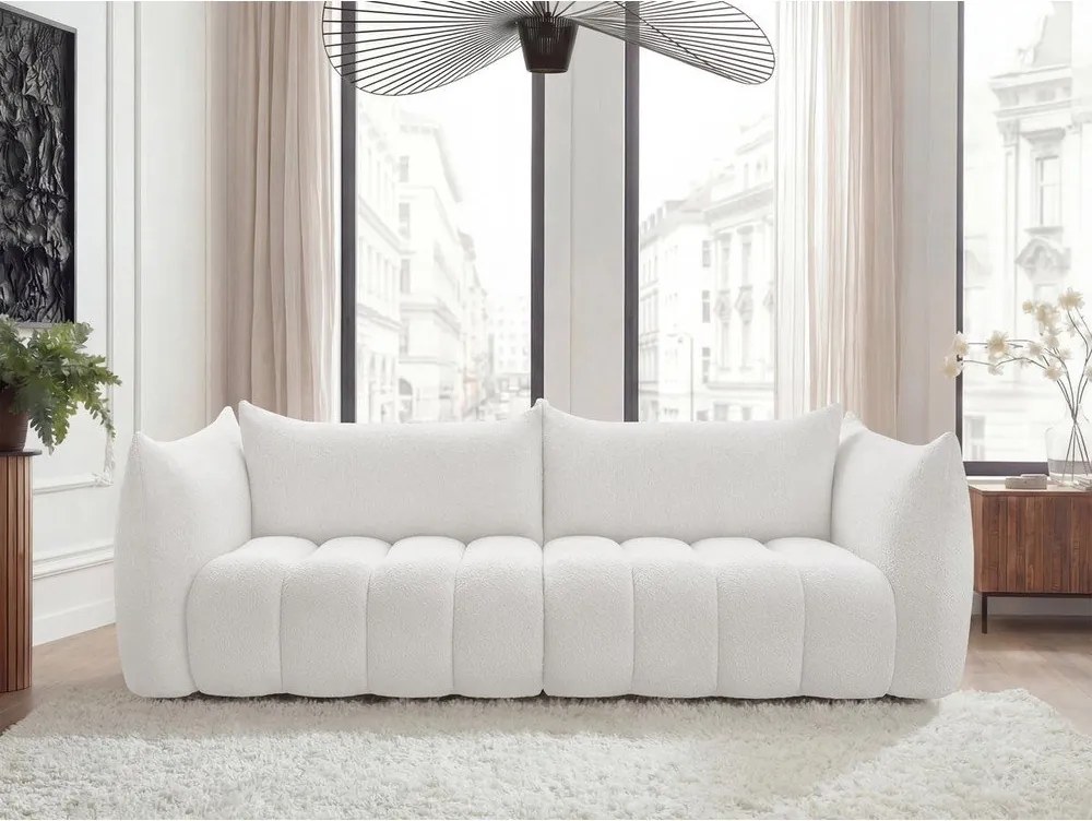Biała sofa z materiału bouclé 286 cm Azra – Bobochic Paris