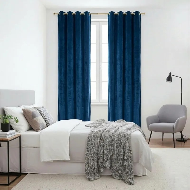 Zasłona gotowa welurowa na przelotkach 140x250 GRANATOWA Virella