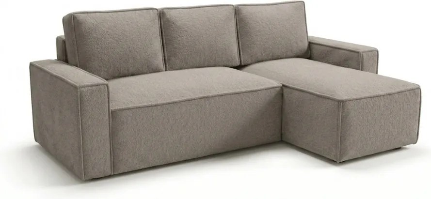 Rozkładana narożna sofa SMART BOUCLE 232x143 cm, szarobeżowa, uniwersalna