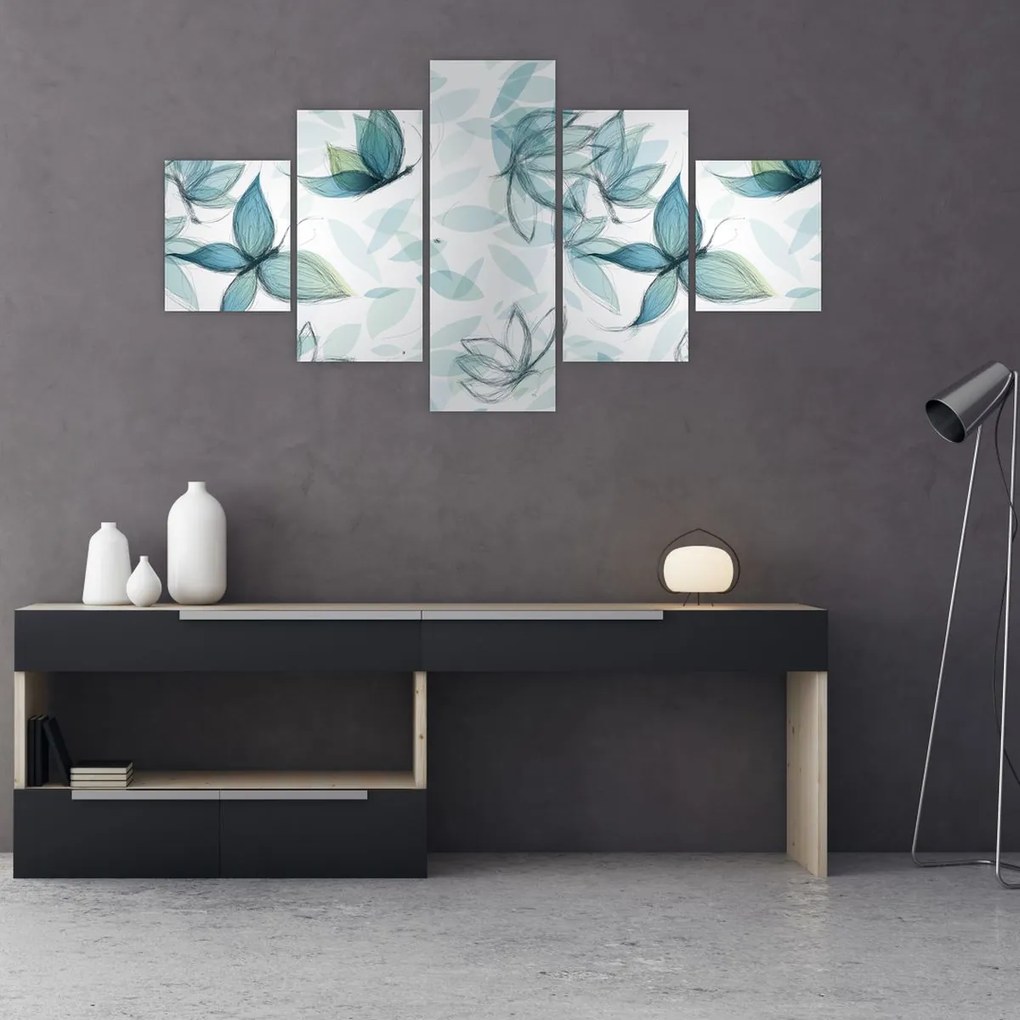 Obraz - Niebieskie motyle (125x70 cm)