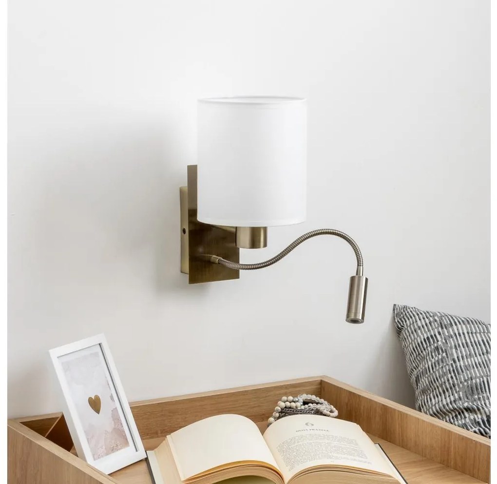 Brilagi - LED Kinkiet NUBILA 1xE27/25W/230V + LED/3W mosiądz/biały