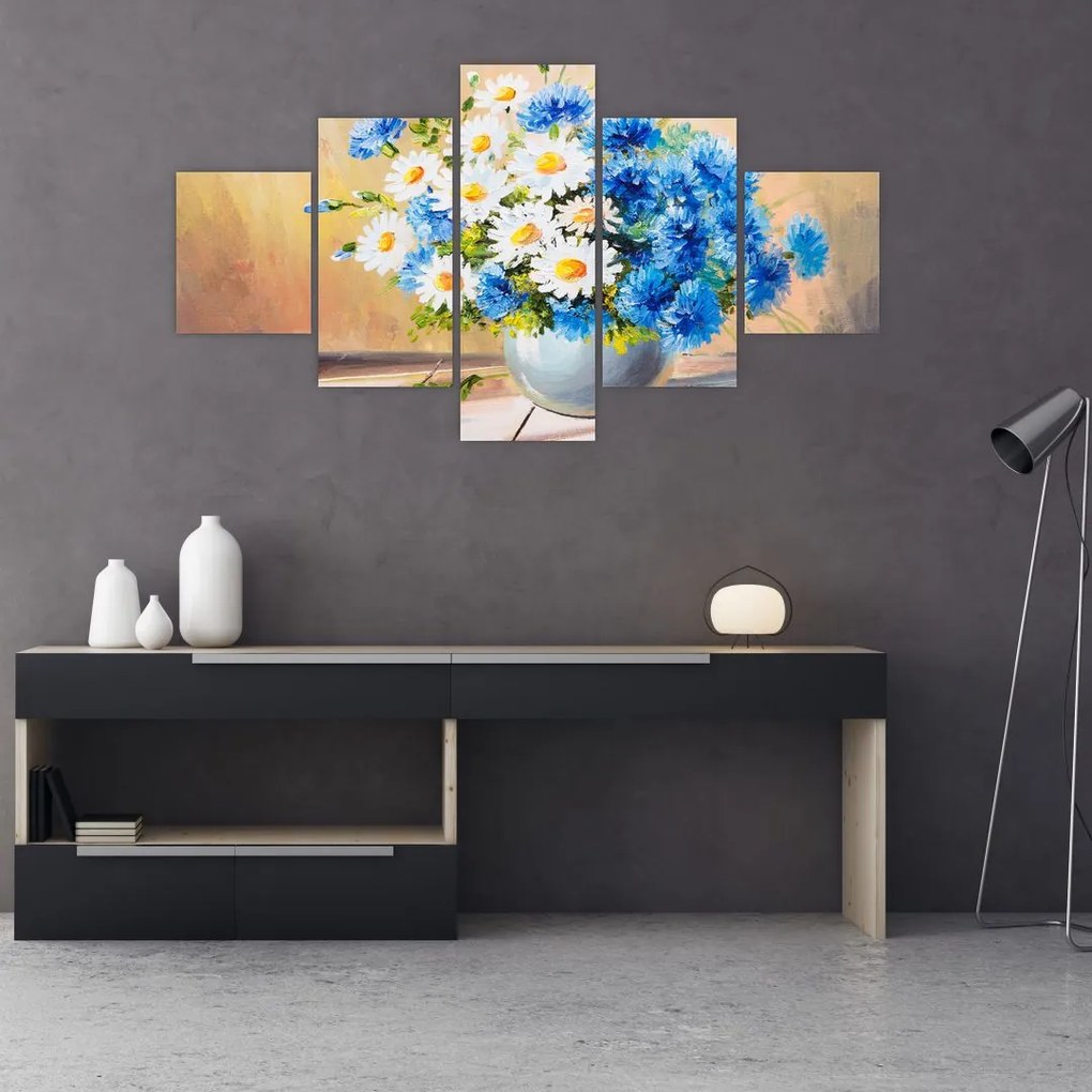 Malowany obraz wazonu z kwiatami (125x70 cm)