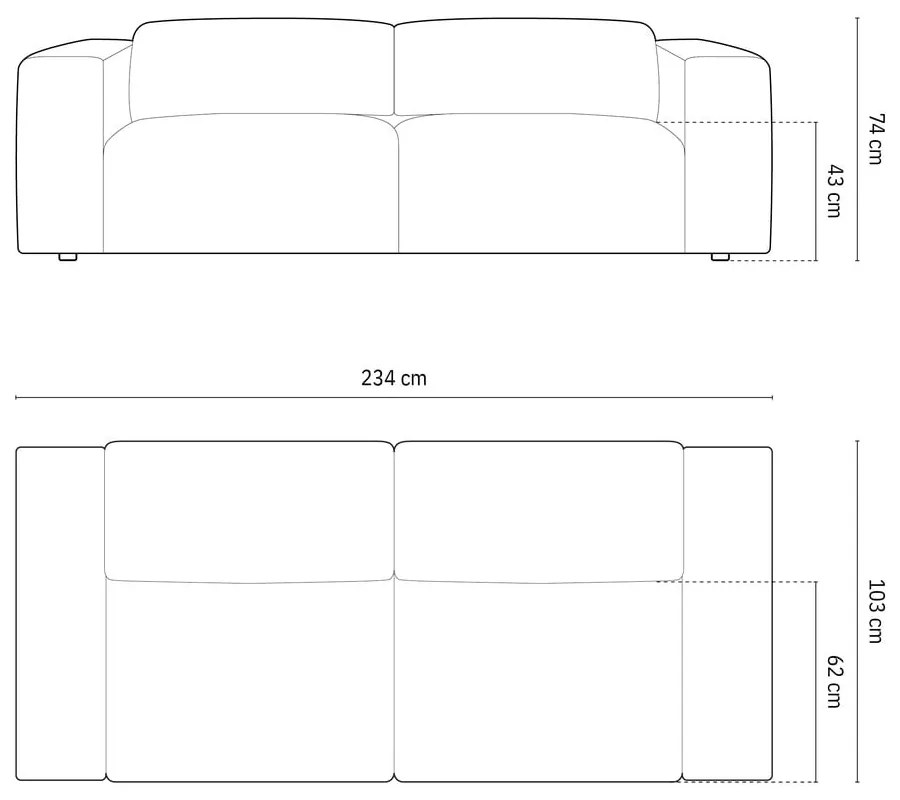 Antracytowa sofa 234 cm Cruz – Micadoni Home