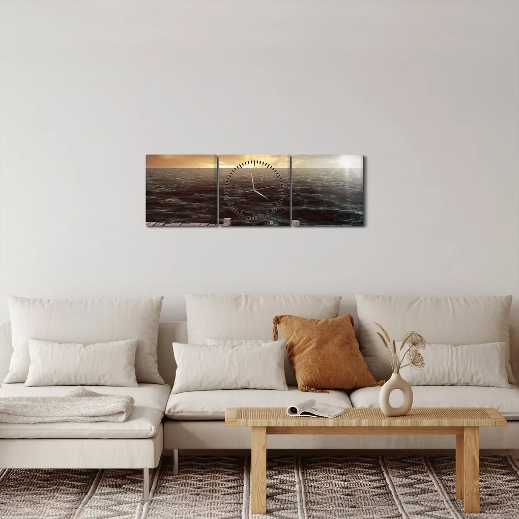 Obraz morza (z zegarem) (90x30 cm)