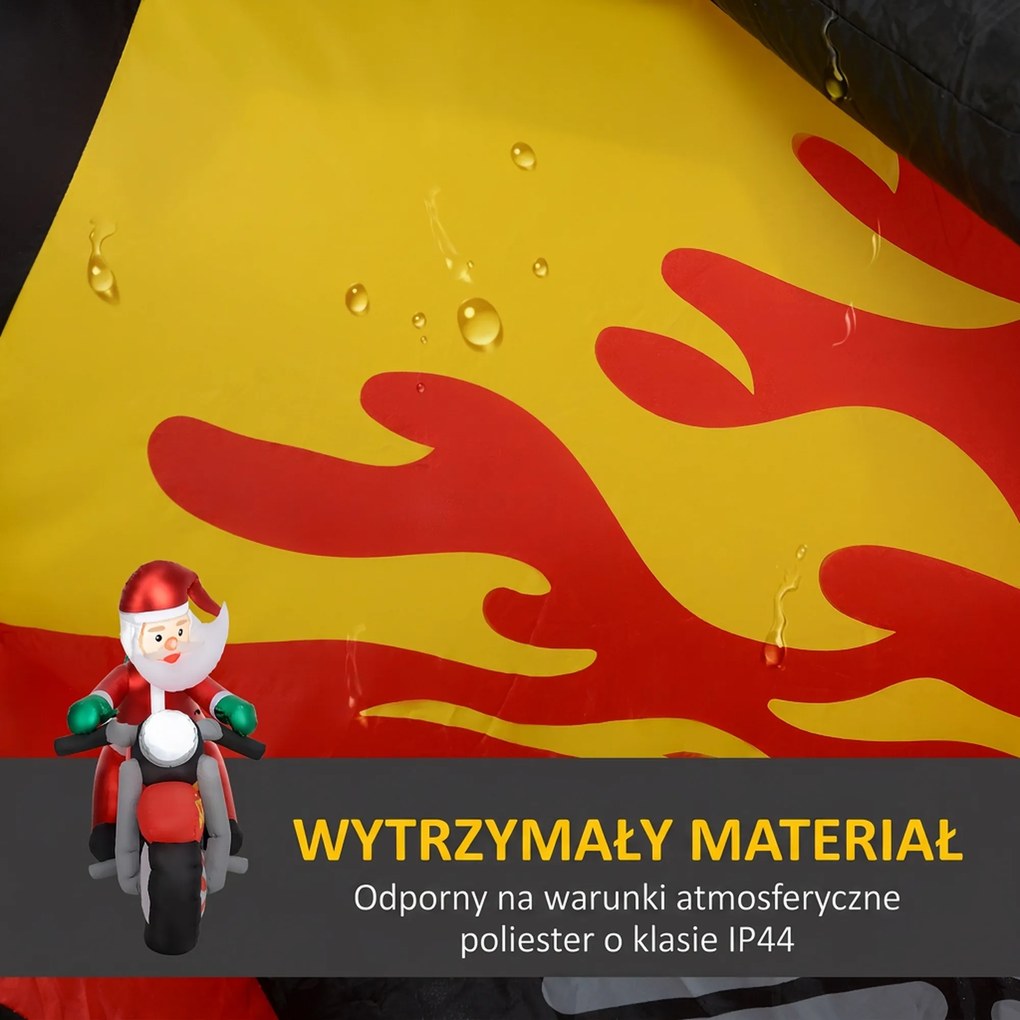 Outsunny Święty Mikołaj na motocyklu, dekoracja ogrodowa, LEDy, nadmuchiwana, odporna na warunki pogodowe, 180 x 95 x 170 cm