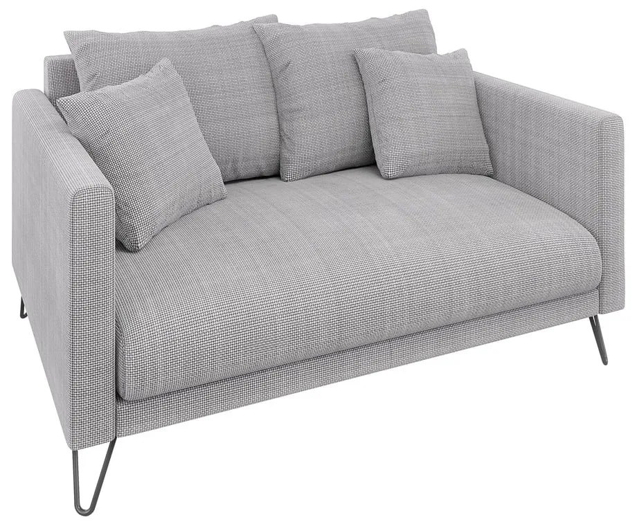 Jasnoszara sofa z tkaniny szenilowej 140 cm Freya – Ropez