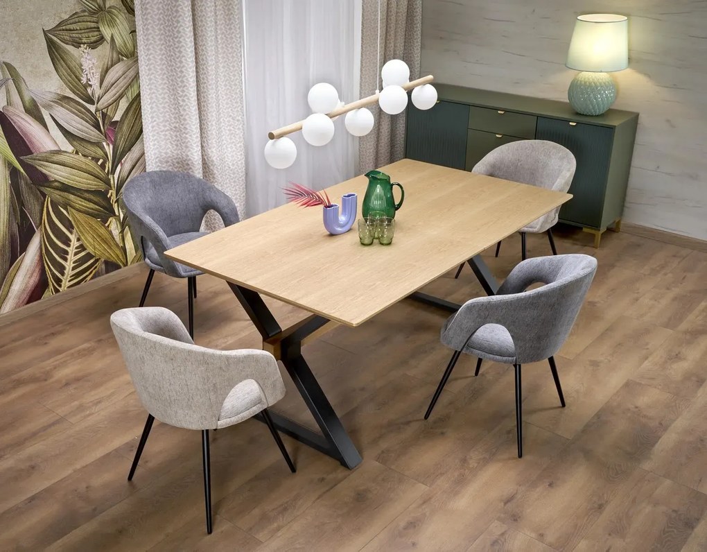 Stół rozkładany HENRY 180(300)x100 dąb naturalny/czarny HALMAR