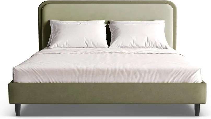 Zielone tapicerowane łóżko dwuosobowe ze stelażem 140x200 cm Aveline – Micadoni