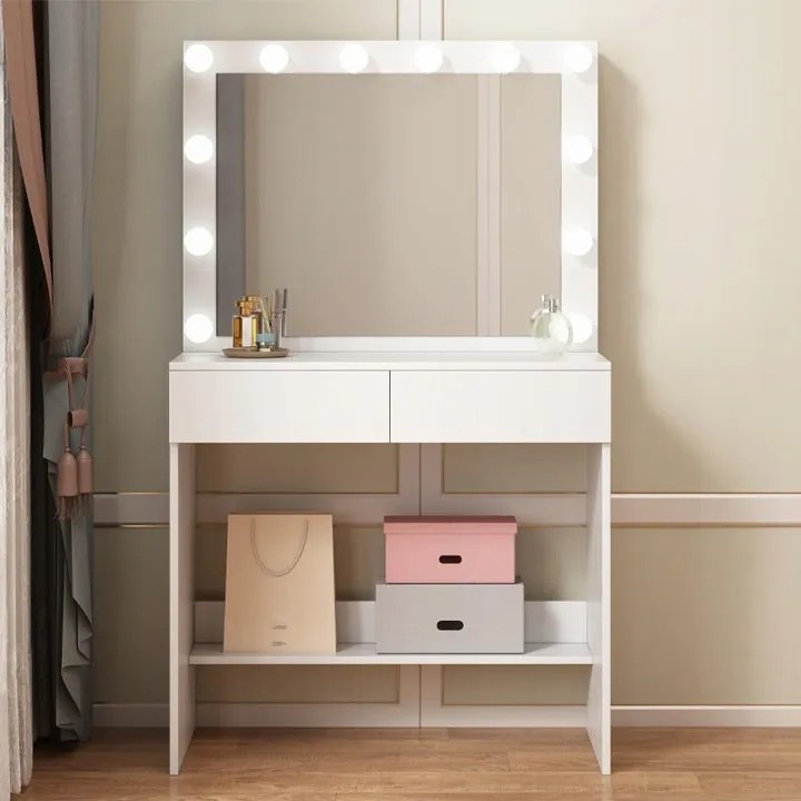 Toaletka kosmetyczna z lustrem LED – nowoczesna toaletka do makijażu i wizażu w stylu loft glamour