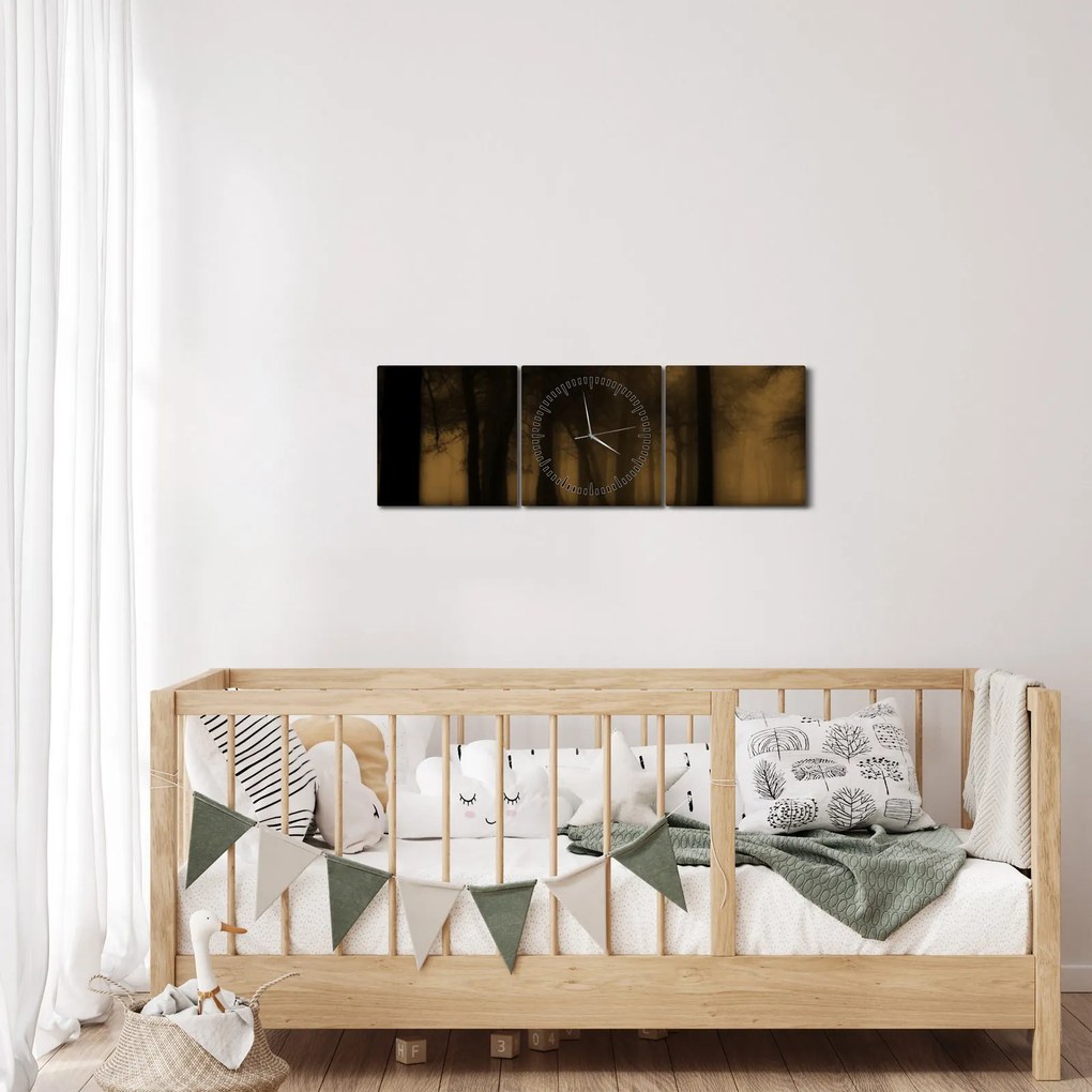 Obraz - Ciemny las (z zegarem) (90x30 cm)