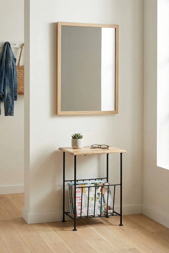 Loftowy stojak na gazety z drewna mango E6-K81