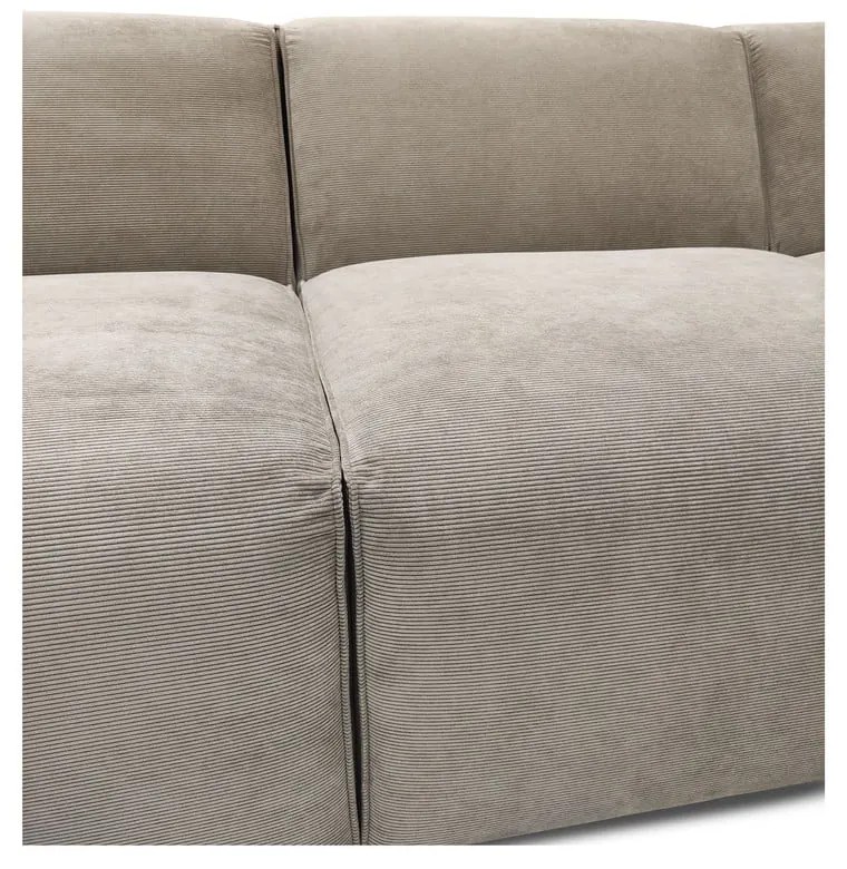 Beżowa sztruksowa sofa modułowa w kształcie litery "U" Scandic Sting, lewostronna