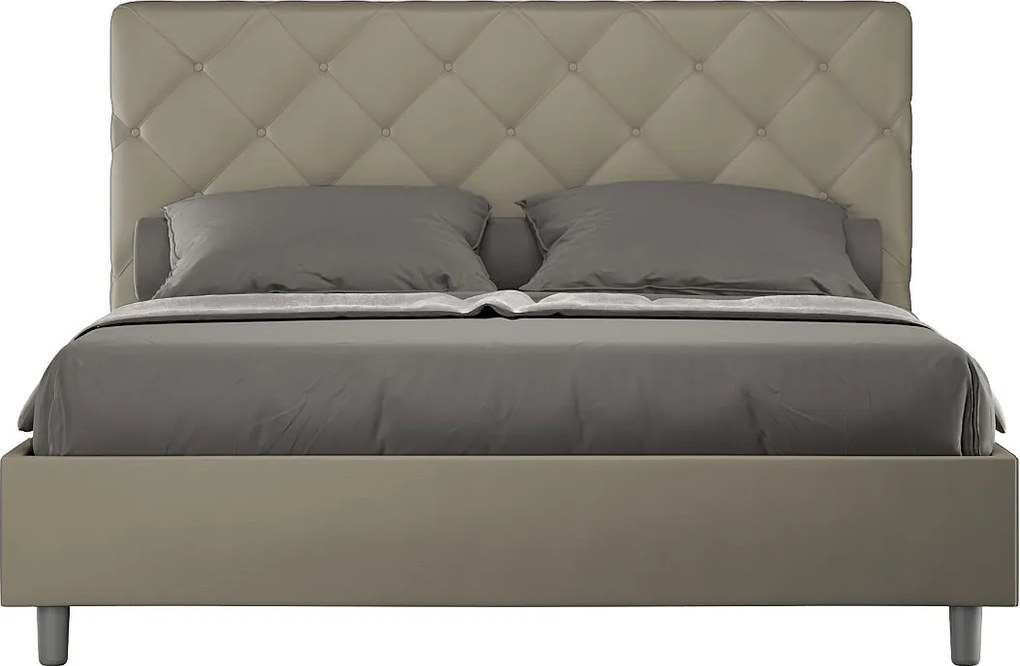 Łóżko bez stelaża tapicerowane 160x200 sztucznej skóry Cappuccino Priya