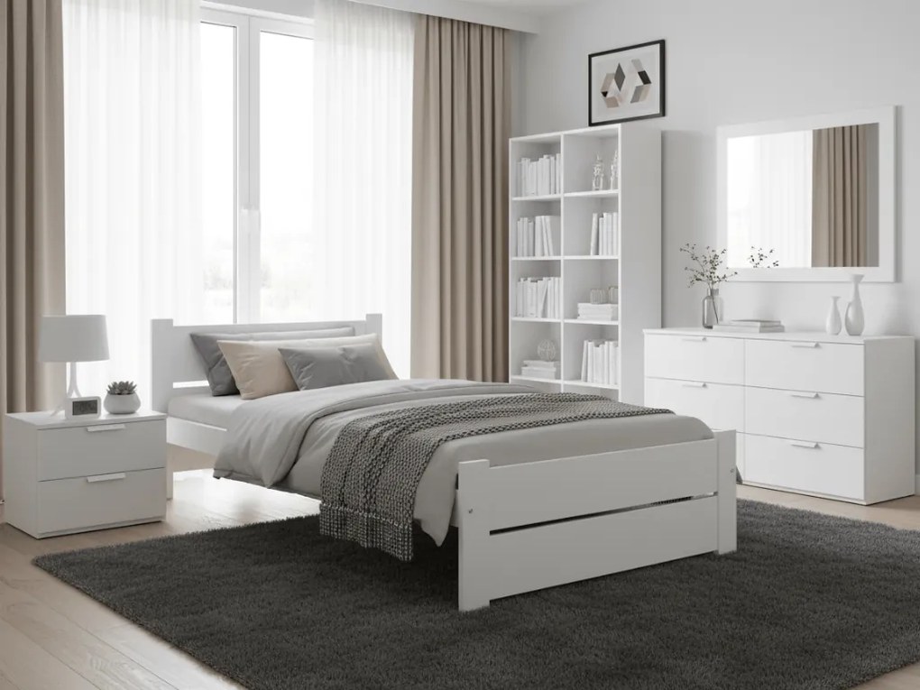 Łóżko IKAROS DOUBLE 90 x 200 cm, białe Stelaż: Bez stelaża, Materac: Materac Coco Maxi 20 cm