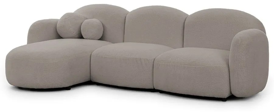 Szary narożnik z materiału bouclé (lewostronny/z szezlongiem) Orbit – Ropez