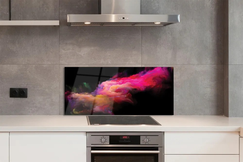 Panel szklany do Kuchni Różowa Geometria Fraktalna