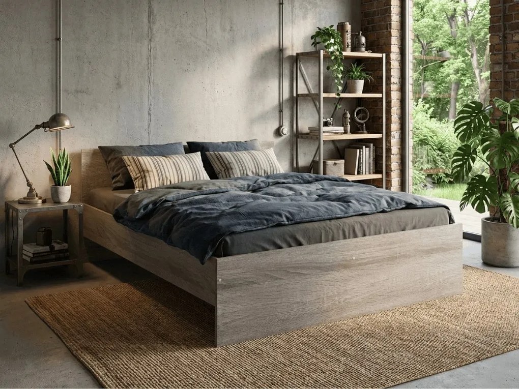 Łóżko ELISA 160 x 200 cm, dąb truflowy Stelaż: Ze stelażem listwowym rolowanym elastycznym, Materac: Materac Coco Maxi 20 cm