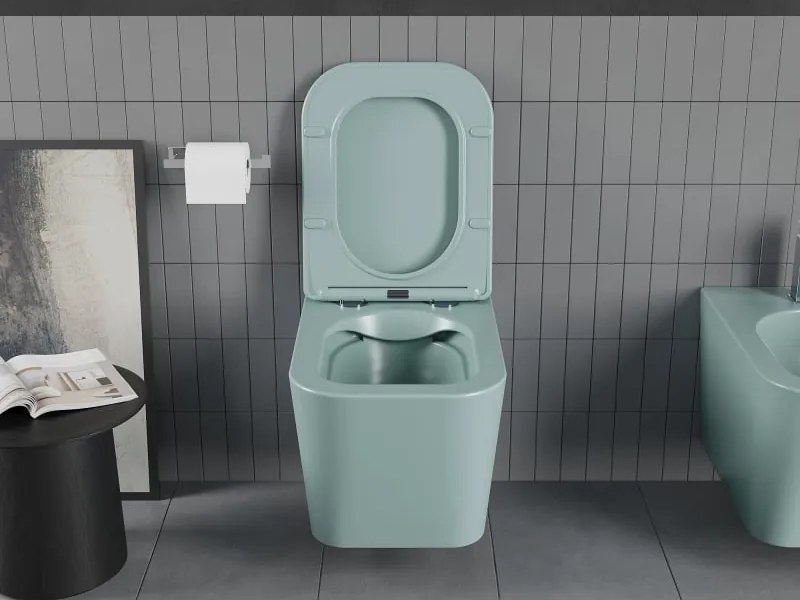 Mexen Teo miska wc Rimless z deską wolnoopadającą slim, duroplast, zielona jasna mat - 30854048