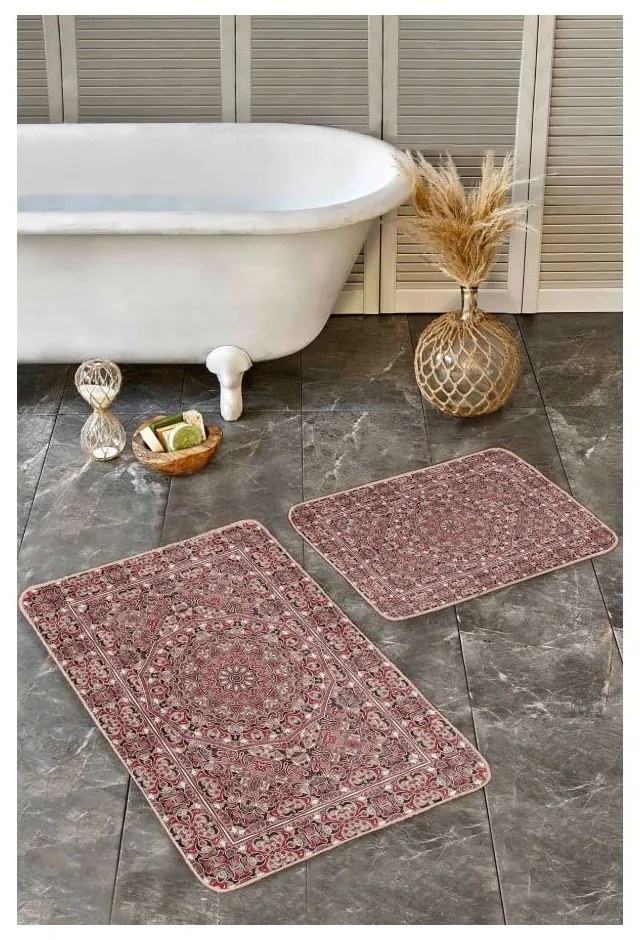 Brązowe aksamitne dywaniki łazienkowe zestaw 2 szt. 60x100 cm – Mila Home