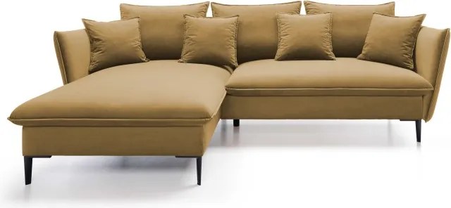 Narożnik GLOSS Lewostronny z funkcją spania, zestaw z poduszkami wolnostojący tkanina RIVIERA 61 Burgundowy WERSAL