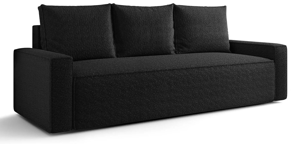 Czarna rozkładana sofa boucle z pojemnikiem H8-L55