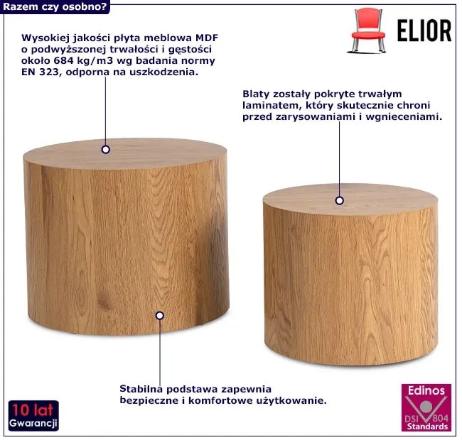 Komplet dwóch stolików kawowych dąb naturalny D9-C93