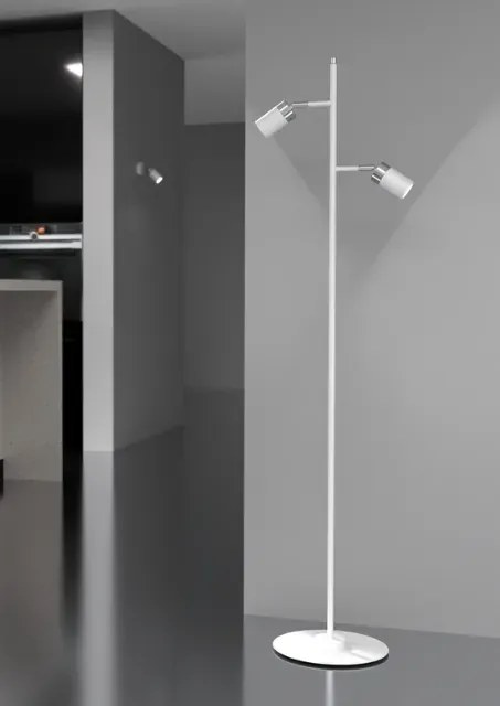 Nowoczesna biało-chromowana lampa stojąca - K381 S8-K22